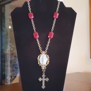 Cross Mother Mary necklace